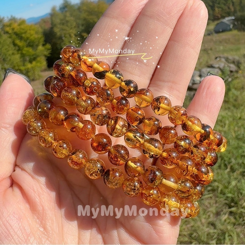 Flower Amber Bracelet 7mm - Picture 4 of 6